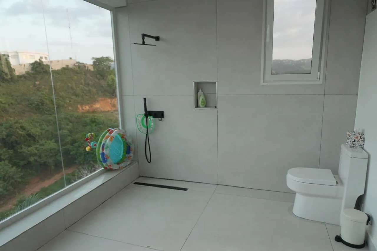 Black walk-in shower